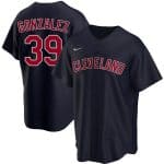 Cleveland Guardians #39 Oscar Gonz¨¢lez Navy Cool Base Stitched Jersey