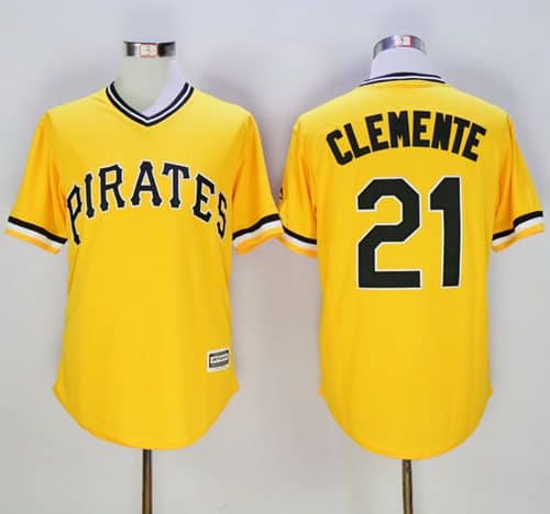 Pirates #21 Roberto Clemente Gold New Cool Base Stitched Jersey