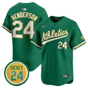 Oakland Athletics #24 Rickey Henderson Green 2024 Limited With Rickey Henderson Patch Stitched Jersey