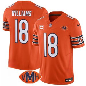 Chicago Bears #18 Caleb Williams Orange 2025 F.U.S.E. With 1-Star C Patch And VMH Patch Vapor Untouchable Limited Football Stitched Jersey