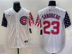Chicago Cubs #23 Ryne Sandberg White Pinstripe 2025 Independence Day Vapor Premier Limited Stitched Jersey