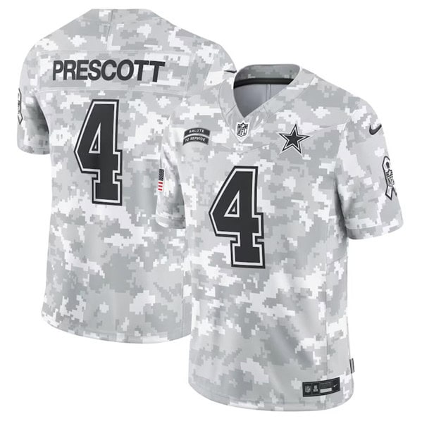 Dallas Cowboys #4 Dak Prescott Arctic Camo 2024 F.U.S.E. Salute To Service Limited Stitched Jersey