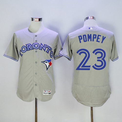 Blue Jays #23 Dalton Pompey Grey Flexbase Authentic Collection Stitched Jersey
