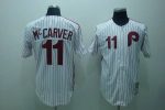 Mitchell And Ness Phillies #11 Tim McCarver Stitched White Red Strip Jersey