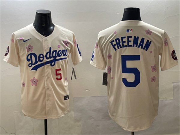Los Angeles Dodgers #5 Freddie Freeman Cream 2025 Tokyo Series Limited Stitched Jersey