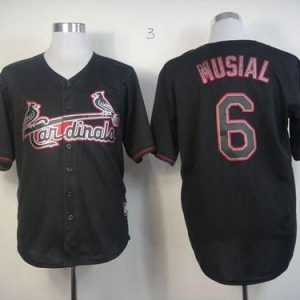 Cardinals #6 Stan Musial Black Fashion Stitched Jersey