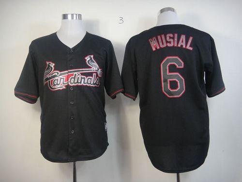 Cardinals #6 Stan Musial Black Fashion Stitched Jersey