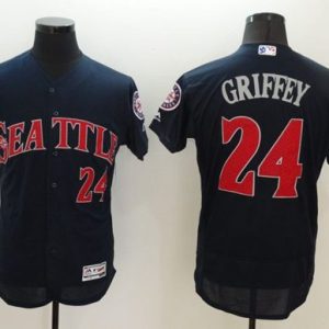Mariners #24 Ken Griffey Navy Blue Fashion Stars Stripes Flexbase Authentic Stitched Jersey