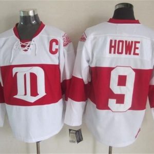 Red Wings #9 Gordie Howe White Winter Classic CCM Throwback Stitched Jersey