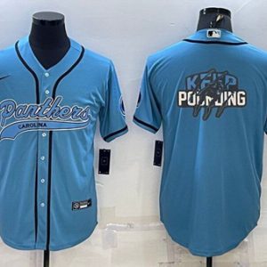 Carolina Panthers Blue Team Big Logo With Patch Cool Base Stitched Baseball Jersey