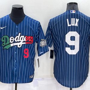 Los Angeles Dodgers #9 Gavin Lux Navy Mexico World Series Cool Base Stitched Baseball Jersey