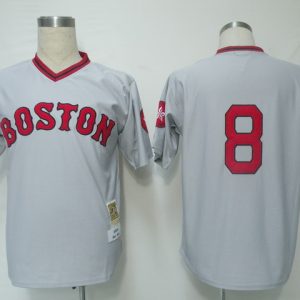 Mitchell And Ness Red Sox #8 Carl Yastrzemski Grey Stitched Throwback Jersey