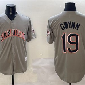 San Diego Padres #19 Tony Gwynn Gray With Patch Cool Base Stitched Jersey
