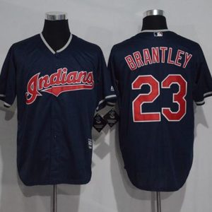Indians #23 Michael Brantley Navy Blue New Cool Base Stitched Jersey