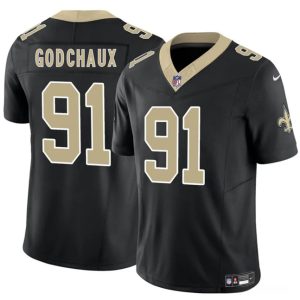 New Orleans Saints #91 Davon Godchaux Black F.U.S.E. Vapor Limited Stitched Jersey