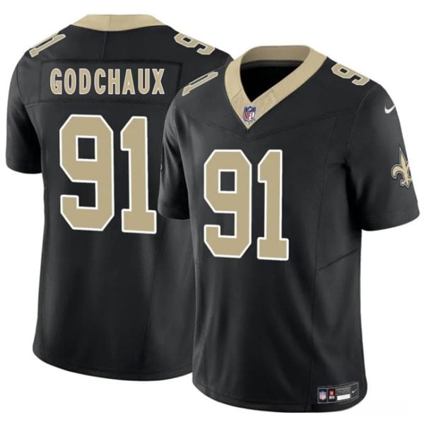 New Orleans Saints #91 Davon Godchaux Black F.U.S.E. Vapor Limited Stitched Jersey
