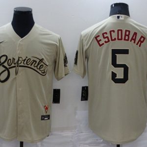 Milwaukee Brewers #5 Eduardo Escobar Cream Cool Base Stitched Jersey