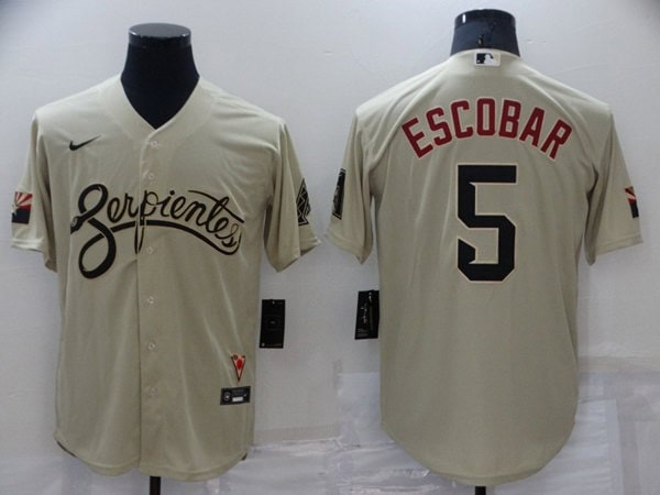 Milwaukee Brewers #5 Eduardo Escobar Cream Cool Base Stitched Jersey