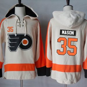 Flyers #35 Steve Mason Cream Sawyer Hooded Sweatshirt Stitched Jersey