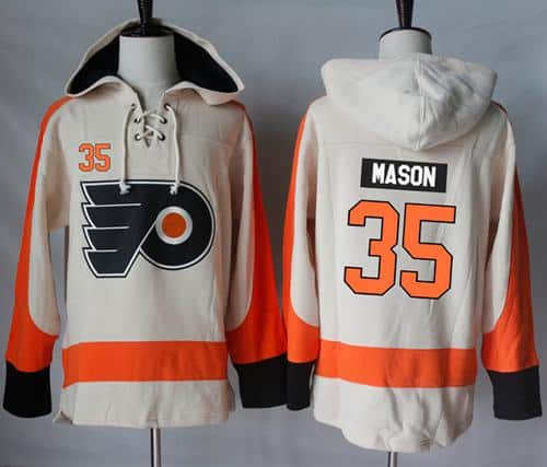 Flyers #35 Steve Mason Cream Sawyer Hooded Sweatshirt Stitched Jersey