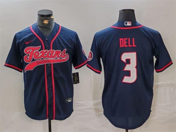 Houston Texans #3 Tank Dell Navy With Patch Cool Base Stitched Jersey