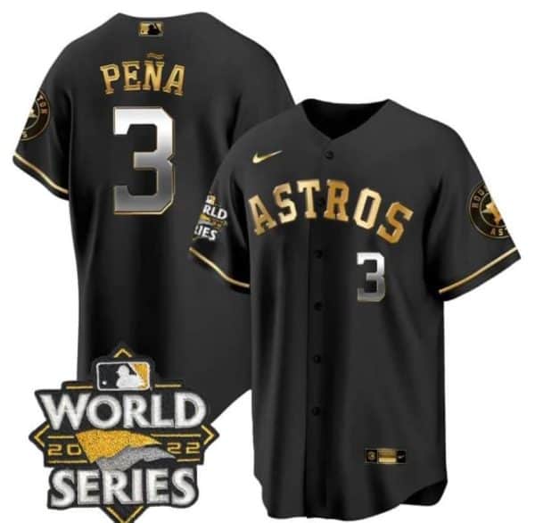 Houston Astros Active Player Custom Black Gold 2022 World Series Stitched Jersey