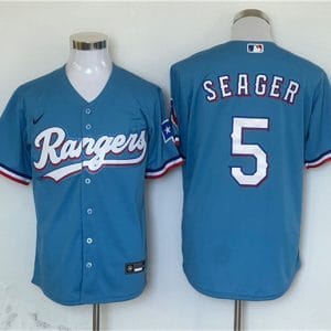 Texas Rangers #5 Corey Seager Blue With Patch Cool Base Stitched Jersey