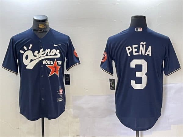 Houston Astros #3 Jeremy Pena Navy Cactus Jack Style Vapor Premier Limited Stitched Jersey