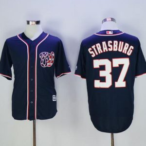 Nationals #37 Stephen Strasburg Navy Blue New Cool Base Stitched Jersey