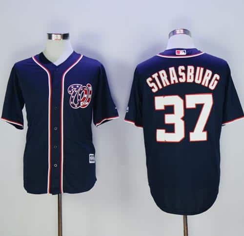 Nationals #37 Stephen Strasburg Navy Blue New Cool Base Stitched Jersey