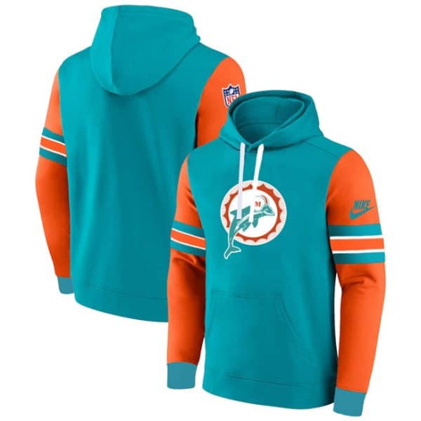 Miami Dolphins Aqua Orange Pullover Hoodie