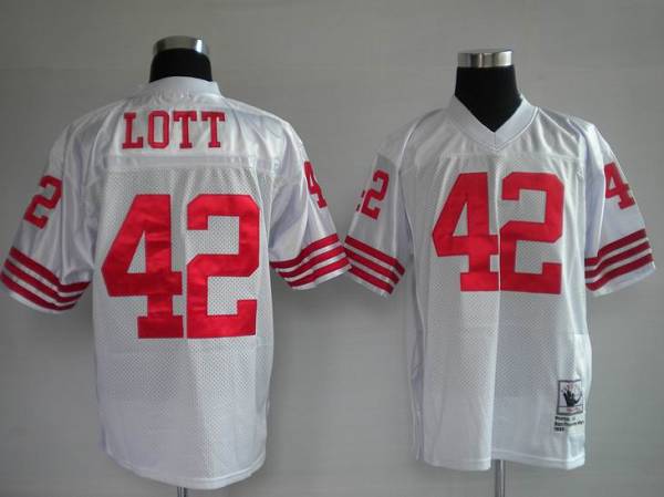 Mitchell And Ness 49ers Ronnie Lott Premier 42# Stitched White Jersey