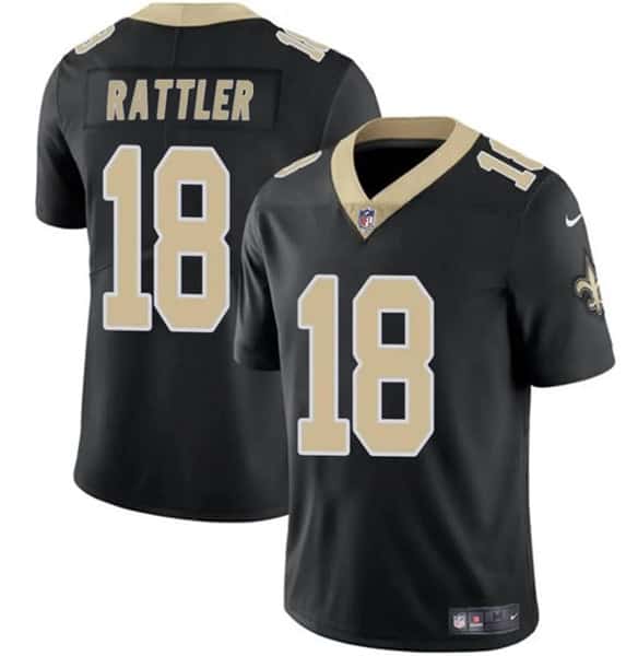 New Orleans Saints #18 Spencer Rattler Black Vapor Limited Stitched Jersey