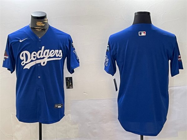 Los Angeles Dodgers Blank Royal 2024 World Series Champions With Fernando Memorial Patch Alternate Limited Stitched Jersey