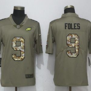 Philadelphia Eagles #9 Nick Foles Olive Camo Salute To Service Limited Stitched Jersey