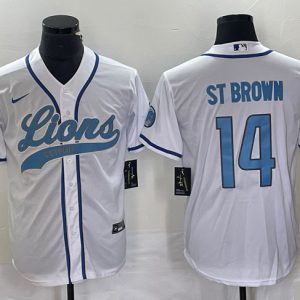 Detroit Lions #14 Amon-Ra St. Brown White Cool Base Stitched Jersey