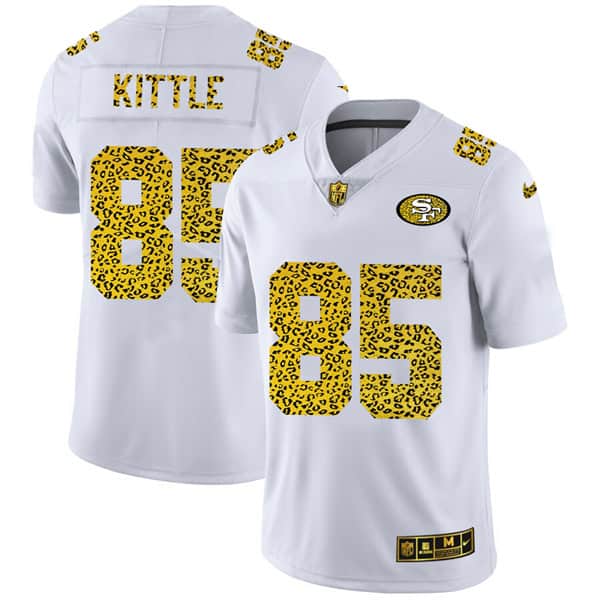 San Francisco 49ers #85 George Kittle 2020 White Leopard Print Fashion Limited Stitched Jersey