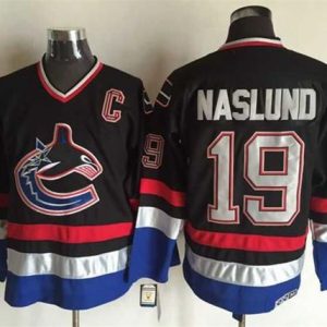 Canucks #19 Markus Naslund Black Blue CCM Throwback Stitched Jersey