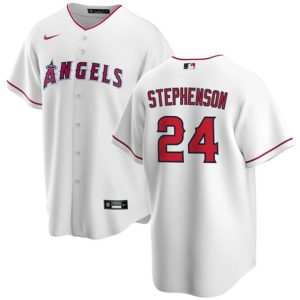 Los Angeles Angels #24 Robert Stephenson White Cool Base Stitched Jersey