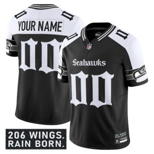 Seattle Seahawks Custom Black Alternate 2025 F.U.S.E. 'Gothic Rain City Shadows Edition' Vapor Limited Stitched Jersey