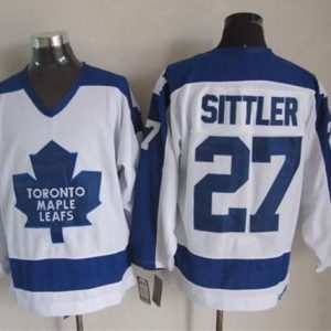 Maple Leafs #27 Darryl Sittler White Blue CCM Throwback Stitched Jersey