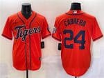 Detroit Tigers #24 Miguel Cabrera Orange With Patch Cool Base Stitched Jersey