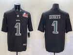 Philadelphia Eagles #1 Jalen Hurts Black 2025 Super Bowl LIX Patch Fashion Vapor Untouchable Limited Stitched Jersey