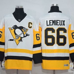 Penguins #66 Mario Lemieux White New Away Stitched Jersey