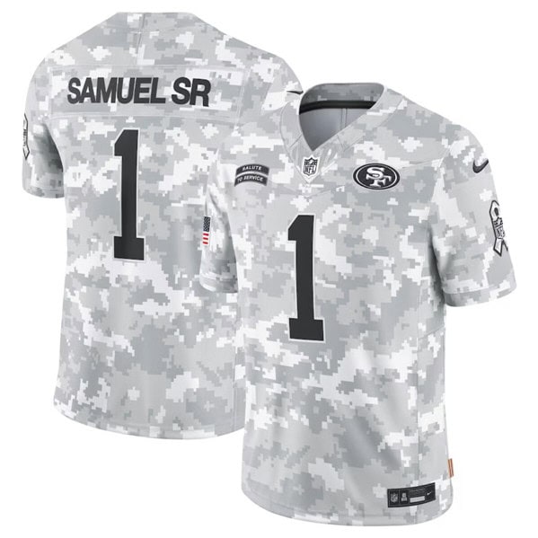 San Francisco 49ers #1 Deebo Samuel SR Arctic Camo 2024 F.U.S.E. Salute To Service Limited Stitched Jersey