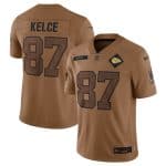 Kansas City Chiefs #87 Travis Kelce 2023 Brown Salute To Service Limited Stitched Jersey