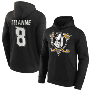 Anaheim Ducks #8 Teemu Selanne Black Pullover Hoodie
