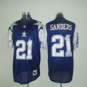 Mitchell Ness Cowboys #21 Deion Sanders Blue Stitched Throwback Jersey