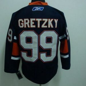 Mitchell Ness Oilers #99 Wayne Gretzky Dark Blue Stitched Throwback Jersey