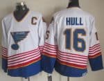 Blues #16 Brett Hull White Light Blue CCM Throwback Stitched Jersey